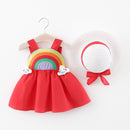 Cute Summer Baby Girl Dress For born Baby Girls Clothes Princess Dresses 1st Birthday Dress With Hat 0-2Y