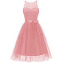 Autumn and Winter sleeveless Chiffon high-end party dress adolescent lace suspender backless waist-back dress