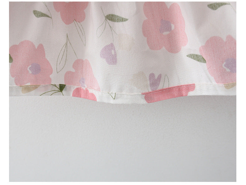 Robe à fleurs pour enfants, Style d'été, manches volantes, à volants, robe de princesse, chapeau