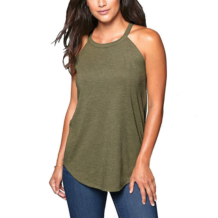 Women Cotton Solid Girls Tops for Summer Women Sleeveless T-shirts Basic Clothing for Women
