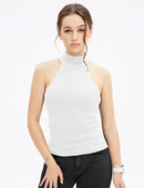 Womens Cotton Solid Girl Tops for Summer  Turtleneck Neck Vest Women Sleeveless T-shirts Basic Clothings for Women