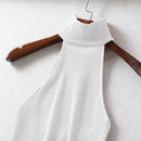 Womens Cotton Solid Girl Tops for Summer  Turtleneck Neck Vest Women Sleeveless T-shirts Basic Clothings for Women