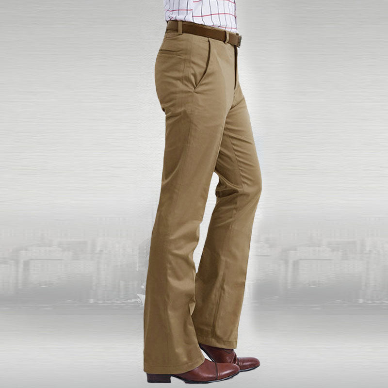 Men Flared Boot Cut Trousers Business Casual Classic British Style Off
