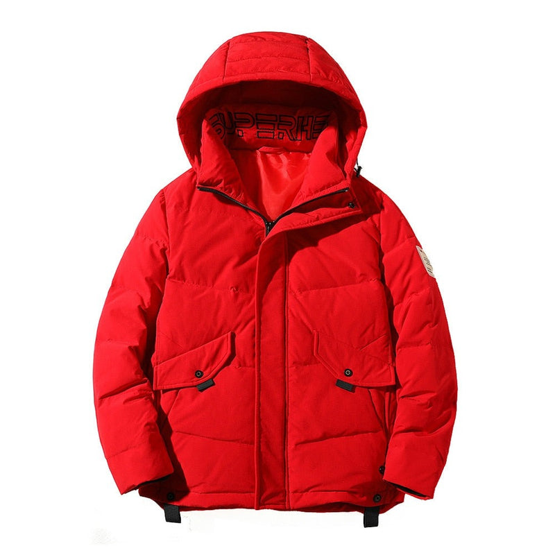 Duck Down Jackets Hooded Zipper Windproof Mens Winter Warm Coat Outwears