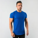 Plain T-shirt Men Slim Fit Sport Skinny Fitness Short Tee Shirt Male Bodybuilding Tshirt Workout Tops Gym Clothing