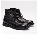 Vintage quality handmade designer leather Boots soft leather trainer knight lace Up Boots