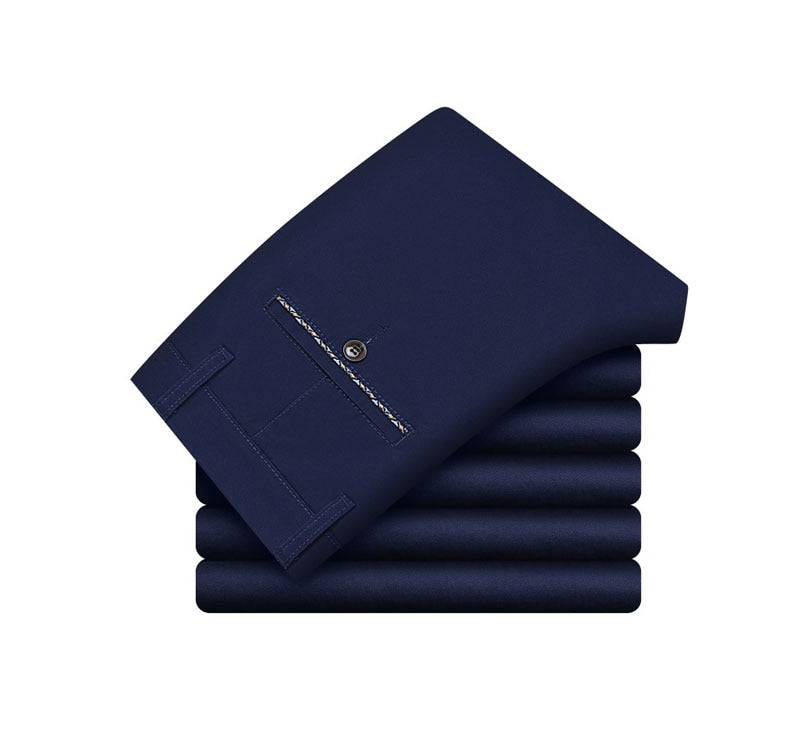 Mens Suit Pants High Quality Stretch Comfortable Cotton Office Pants Straight Business Casual Black Trousers