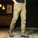 Men Cargo Pants Cotton Zipper Pocket Little Feet Overalls Army Military Style Breathable Casual Motion Outdoor On Foot Trousers