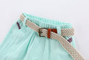 Summer Boys Shorts with Belt Plaid Elastic Waist Casual Cotton Solid Short Pants for Kids Clothes