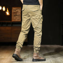 Men Cargo Pants Cotton Zipper Pocket Little Feet Overalls Army Military Style Breathable Casual Motion Outdoor On Foot Trousers