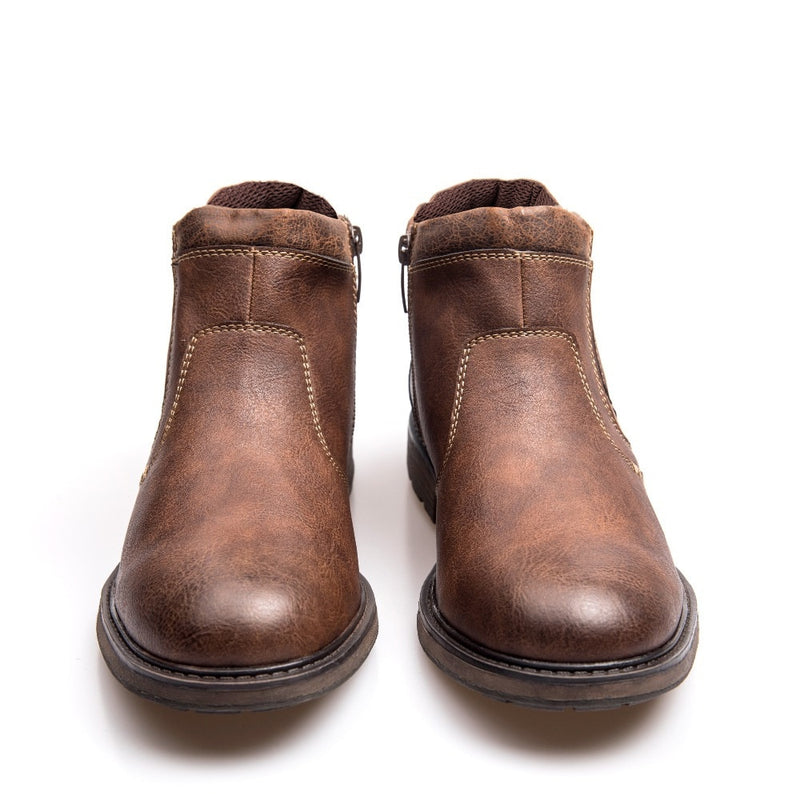 Men Boots Leather Autumn Winter Vintage Style Ankle Short Chelsea Boot Man Footwear