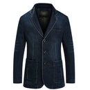 Autumn Blazer Denim Jacket Men Suit Jeans Coat Cotton Vintage Blue Classic Slim Fat Casual Clothing Overcoat