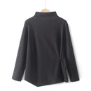 Women Clothing T-Shirts Autumn Winter Mock Neck Asymmetrical Length Keep Warm Thick Elastic Tops