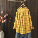 Women Clothing Shirts Autumn New Show Thin Collocation Leisure Plaid Long Sleeve Tops