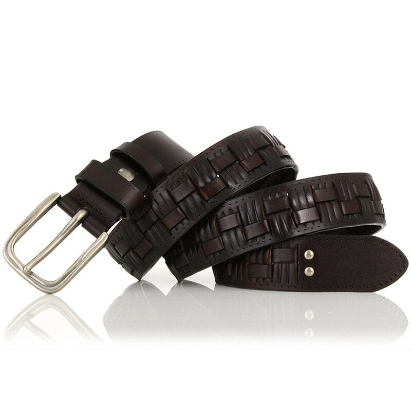 Genuine leather braided belt man male belts luxury design waist strap male jeans