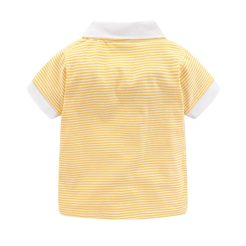 Summer Boys Girls T-Shirts Striped Turn-down Collar Adorable Tops for Kids Clothes Cotton Tees Polo Shirt