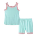 Girls Outfits Sleeveless Lace-Edge Patchwork Summer Tank Tops and Shorts Set  Kids Suit Soft Toddler Clothes