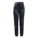 High Waist Fleece Pants Women`s Elastic Waist Wide Leg Ankle Length Trousers Jeans For Women
