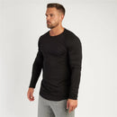 T-Shirt Men Spring Cotton T Shirt Men Solid Sports Tshirt O-neck Long Sleeve