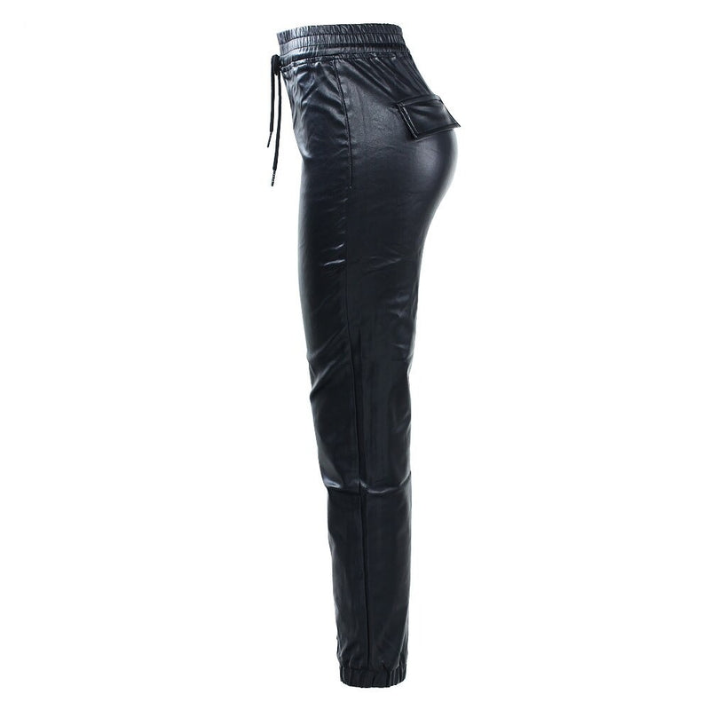 High Waist Fleece Pants Women`s Elastic Waist Wide Leg Ankle Length Trousers Jeans For Women