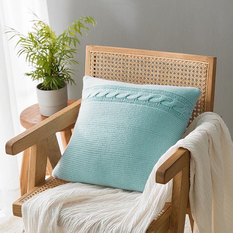 Solid Cushion Cover Knit Pillow Cover Blue  Mustard Yellow Grey Pink Pillow Case 45cm*45cm Home decoration For sofa Bed