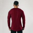 Spring Cotton Long Sleeve Polo T-shirt Men Gym Fitness Bodybuilding Slim Fit T Shirt Male Sports Tees Tops Training Clothing