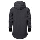 Men Slim Long section High collar Hooded Sweatshirt Man Extend Curved hem Solid black Cotton Casual Pullover Hoodies