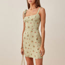 Women Dresses Summer Plaid And Floral Vacation Casual Beach Dress Sleeveless Sexy Tie Strap Mini Dress Woman Sundress