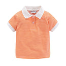 Summer Boys Girls T-Shirts Striped Turn-down Collar Adorable Tops for Kids Clothes Cotton Tees Polo Shirt