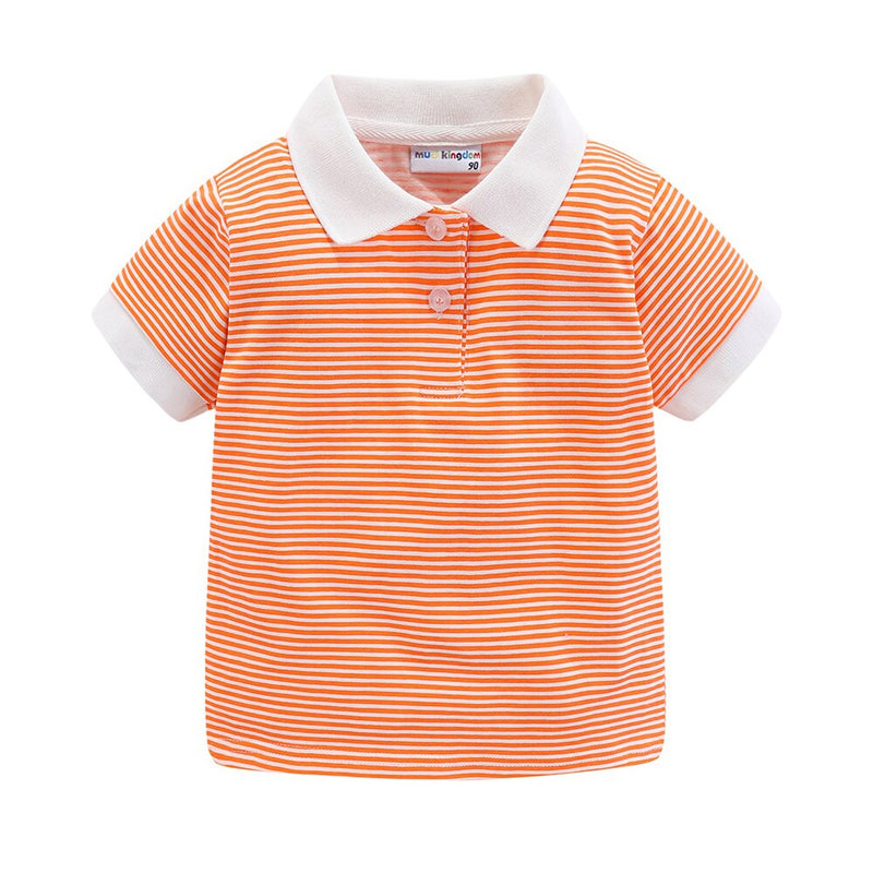 Summer Boys Girls T-Shirts Striped Turn-down Collar Adorable Tops for Kids Clothes Cotton Tees Polo Shirt