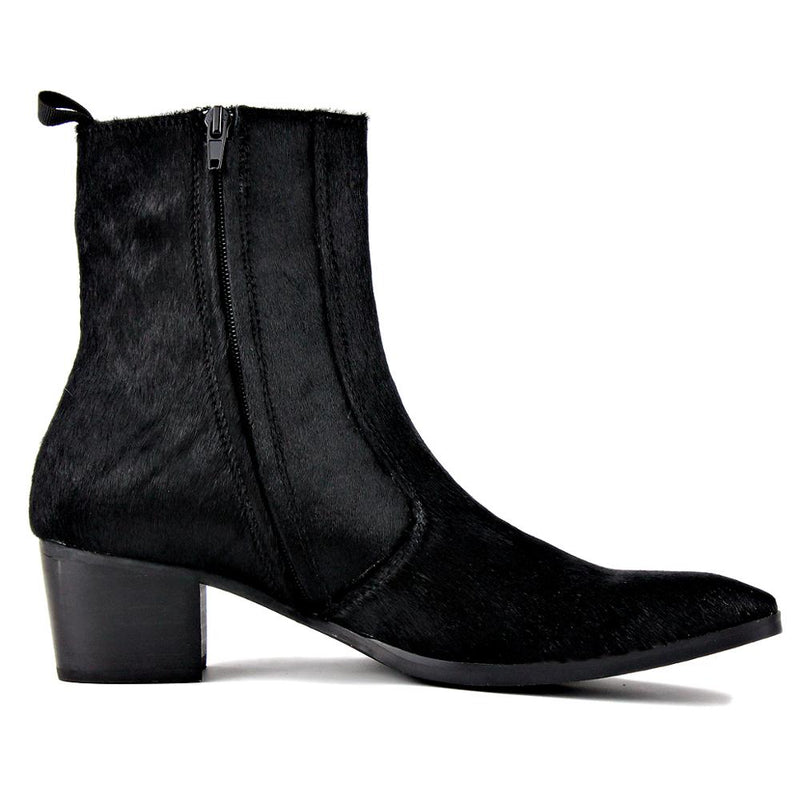 Men Chelsea Ankle Boots Genuine Horse Leather Horsehair Boot with Side Zipper-up Heel Boots designer footwear