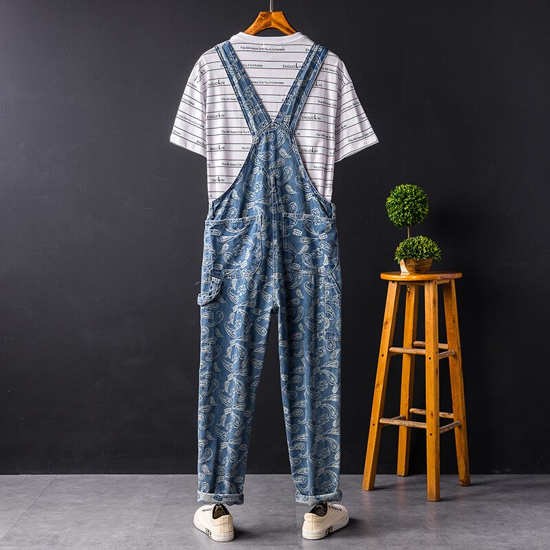 Retro Printing Jeans Loose Hip Hop Street Dance Jumpsuits Leisure Denim Trousers