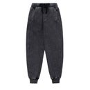 Cotton Harem Distressed Sweatpants Streetwear Winter Casual Jogger Thick Fleece Pants Mens Trousers Black