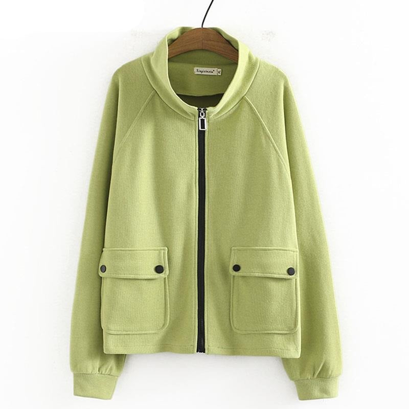 Women Clothing Hoodie Coats Autumn New Loose Casual High Collar Thick And Warm Female Zip Cardigan Jacket