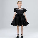 Girls Party Dresses Kids Summer Short Sleeve Satin Beading Ball Gowns Teenagers Birthday Wedding Party Show Dresses
