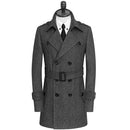 Men woolen jackets elegant double button trench coat stylish breathable wool blends windbreaker
