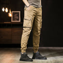 Mens Spring Pants Cotton Slim Cargo Pants Casual Four-color Elastic Worker Male