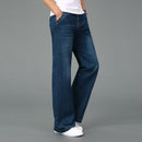 Retro Men Flare Jeans Pants Bell Bottom Blue Black Loose Classic Casual Comfortable Boot Cut Denim Trousers