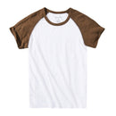 T-Shirt For Men Raglan Sleeves Cotton O-Neck Match Casual Trendy Youth Tops Simple Slim Summer Tees