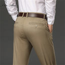 Mens Autumn And Winter High Waist Straight Trousers Middle-Aged Loose Stretch Business Casual Pants