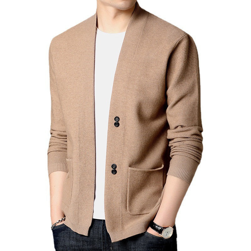 Men Sweater Cardigan Business Gentleman Casual Solid Pockets Comfortable Fit Knitting Jackets Male Coat Clothing