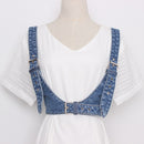 Denim Split Joint Buckle Split Joint Wide Strap Belt Personality Women Tide All-match Spring