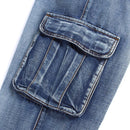 Jeans Men Denim Pants Big Pocket Straight Baggy Casual Streetwear Blue Wide Leg Trousers