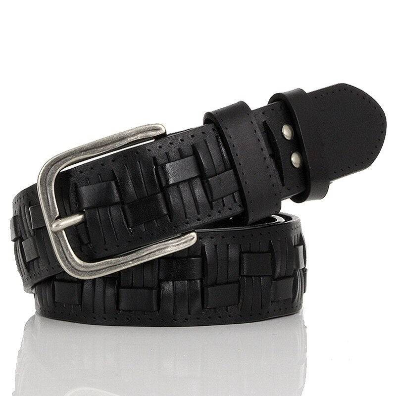 Genuine leather braided belt man male belts luxury design waist strap male jeans