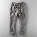 Men Linen Pants Casual Style Simple Sport Jogger Slim-Fit Thin Drawstring Stretch Waist Straight Ankle-Length Trouser