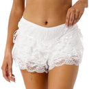 Women Cosplay Shorts Layered Floral Lace Underwear Mid Waist Elastic Waistband Shorts Bowknot Ruffle Panties