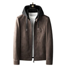 Luxury men jackets hooded elastic spring casual suede wool coats male motorcycle clothes streetwear