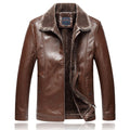 Winter Long Fleece Fur Collar Men Leather Jacket Parka Coat Overcoat Velvet Warm Casual Outwear Windbreaker