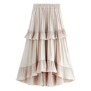 Autumn Pleated Skirt High Waist Irregular Hem Flouncing Women Long Skirts Saia Women White Skirts