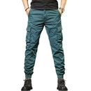 Mens Spring Pants Cotton Slim Cargo Pants Casual Four-color Elastic Worker Male